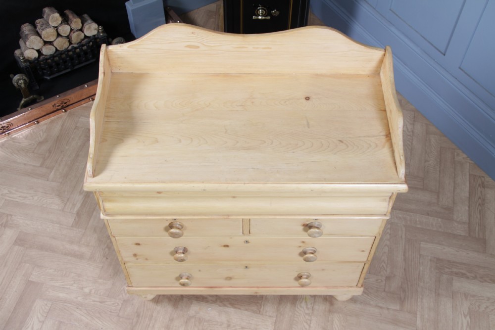 Original Antique Victorian Natural Light Pine Washstand Chest of 5 Drawers C1870 View VI