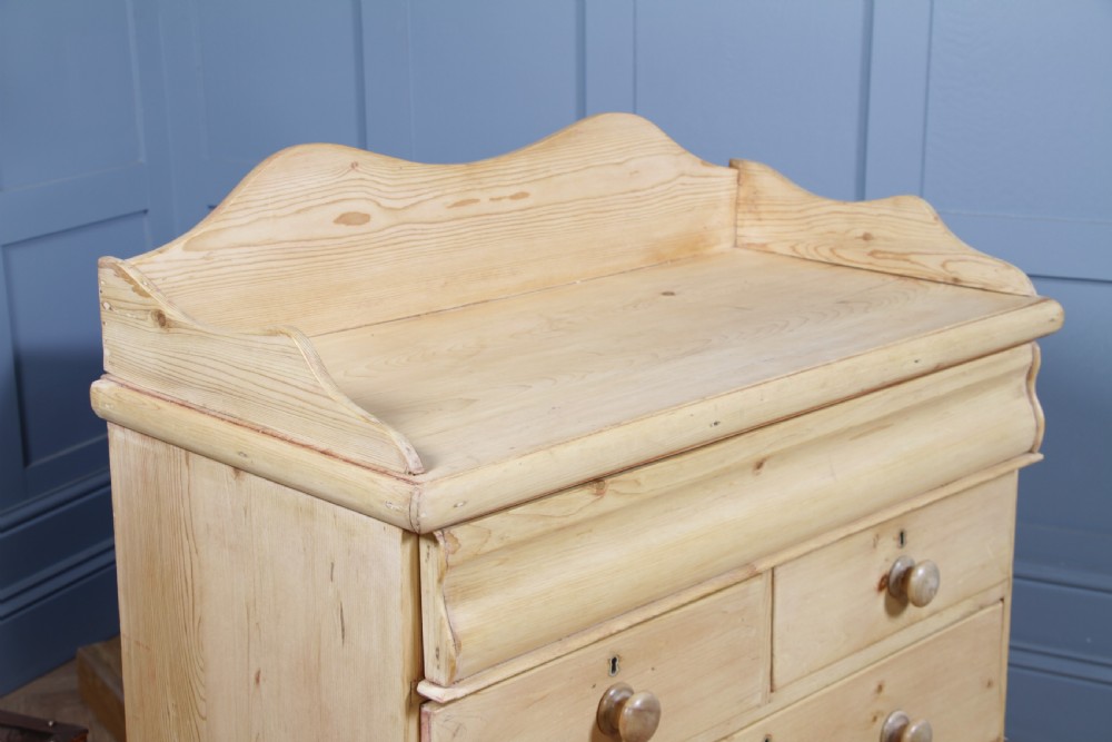 Original Antique Victorian Natural Light Pine Washstand Chest of 5 Drawers C1870 View VII