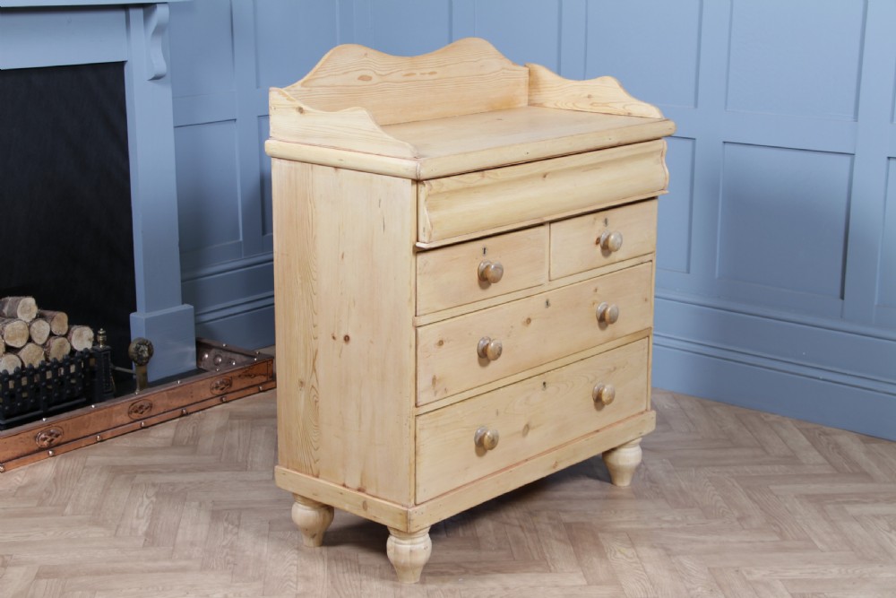Original Antique Victorian Natural Light Pine Washstand Chest of 5 Drawers C1870 View VIII