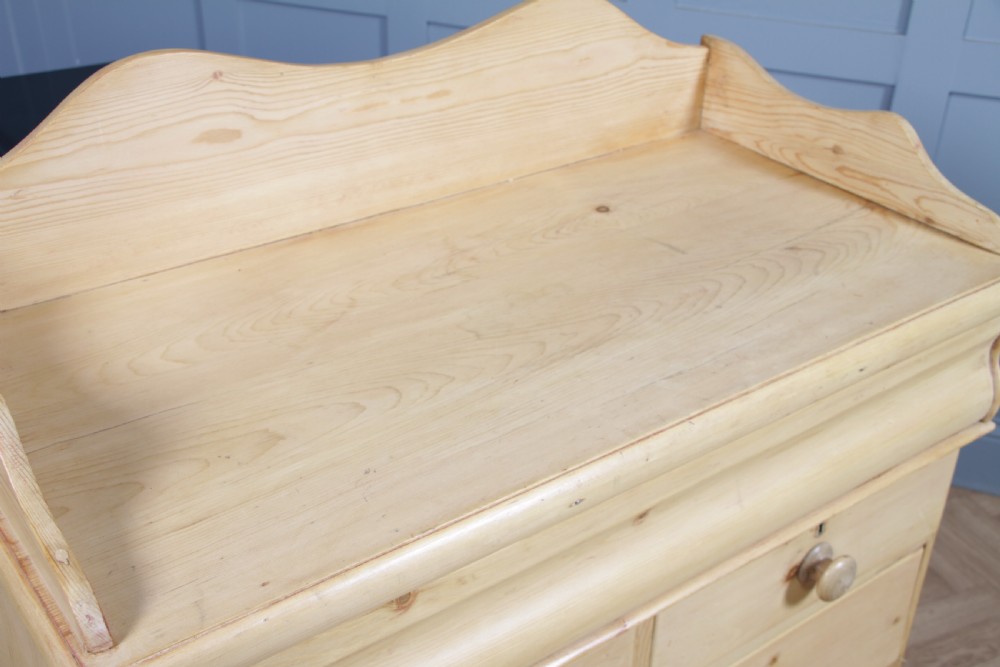 Original Antique Victorian Natural Light Pine Washstand Chest of 5 Drawers C1870 View XI