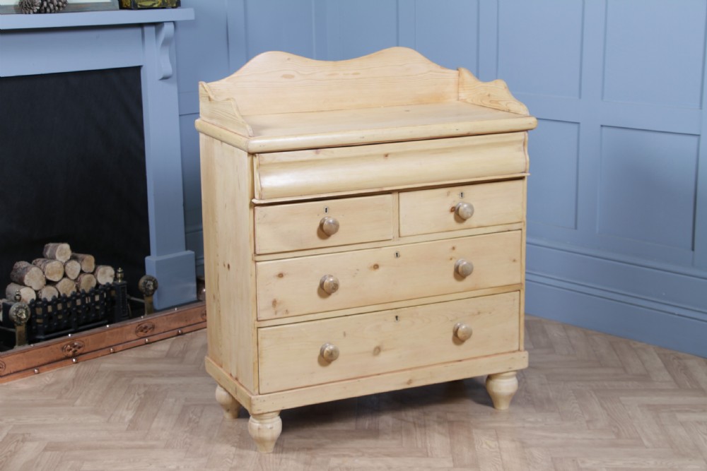Original Antique Victorian Natural Light Pine Washstand Chest of 5 Drawers C1870 View XV