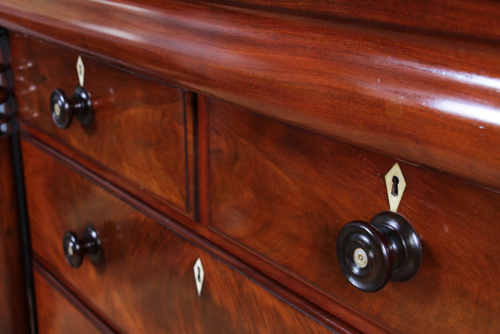 Oustanding Quality Antique Original Victorian Flame Mahogany Large Scottish Chest of 6 Drawers C1870 View VIII