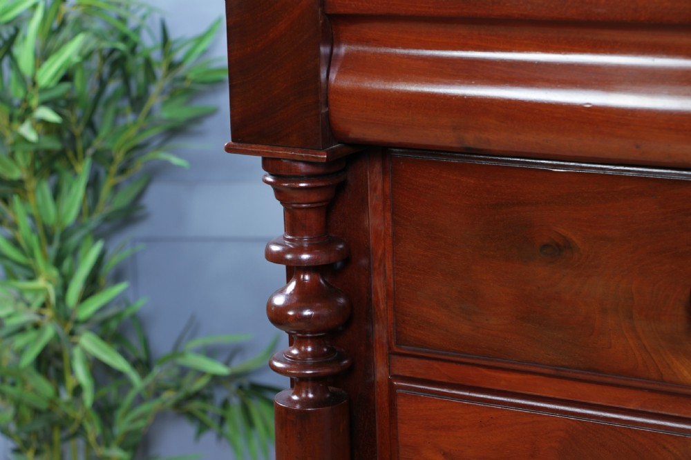 Oustanding Quality Antique Original Victorian Flame Mahogany Large Scottish Chest of 6 Drawers C1870 View XVII