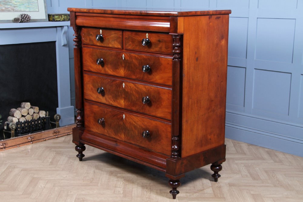 Oustanding Quality Antique Original Victorian Flame Mahogany Large Scottish Chest of 6 Drawers C1870 View XXII