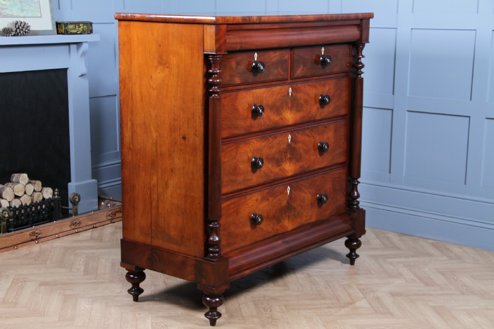 Oustanding Quality Antique Original Victorian Flame Mahogany Large Scottish Chest of 6 Drawers C1870 View XXIII