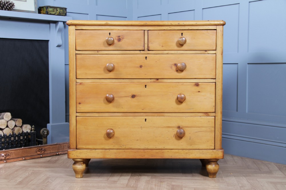 Original Antique Victorian Stripped Pine Chest of 5 Drawers Restored C1880 View IX