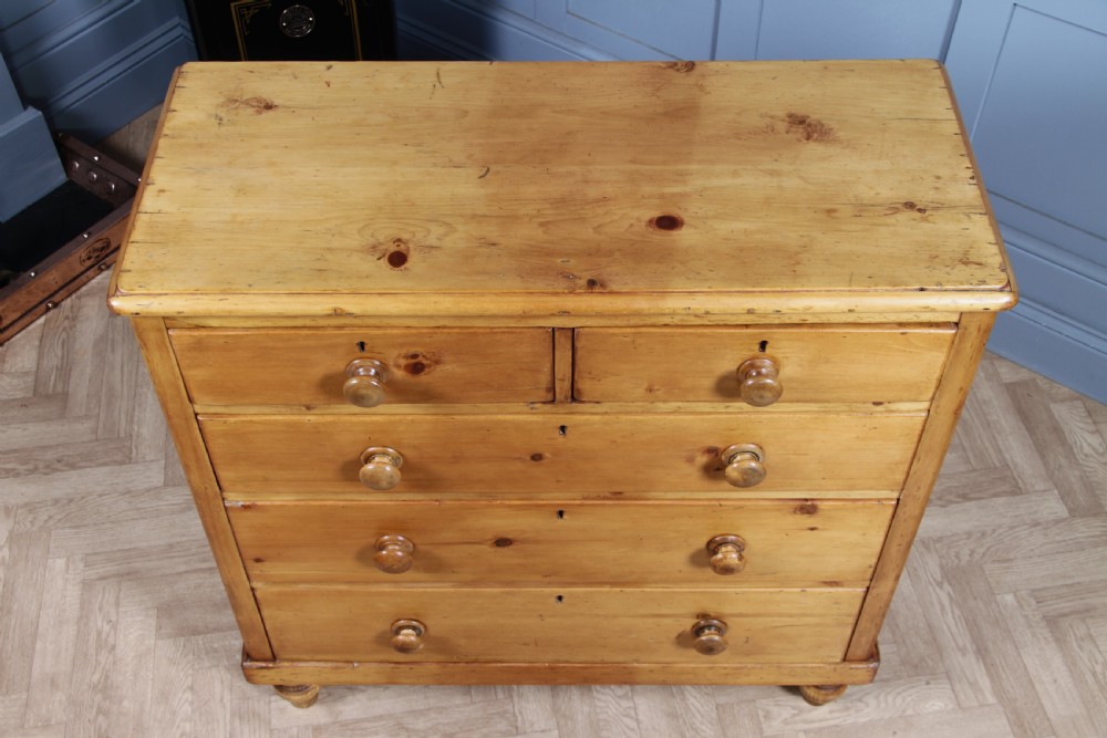 Original Antique Victorian Stripped Pine Chest of 5 Drawers Restored C1880 View XI