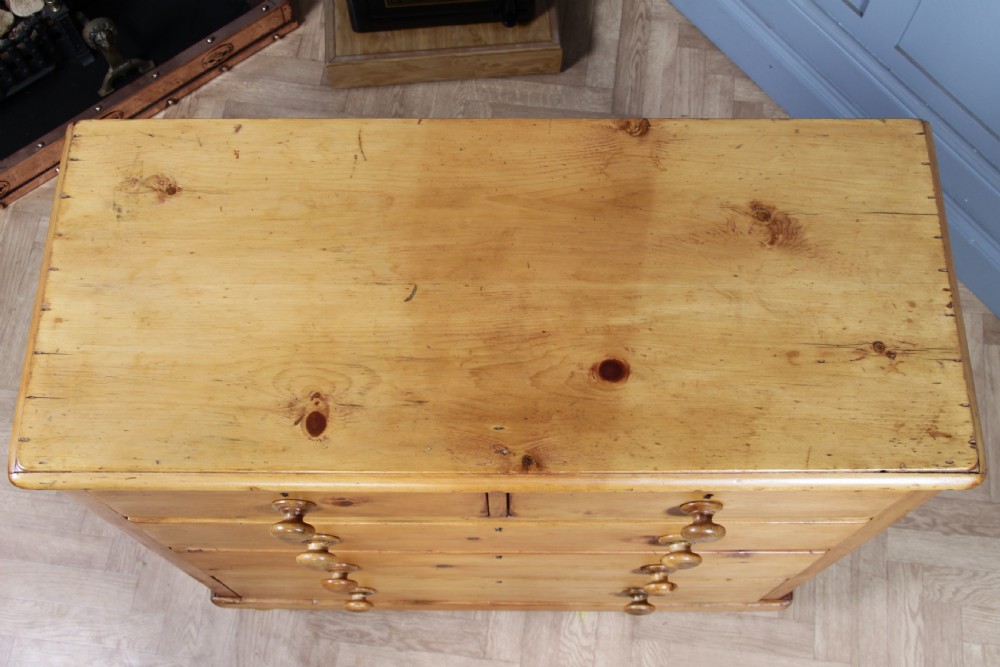Original Antique Victorian Stripped Pine Chest of 5 Drawers Restored C1880 View XV