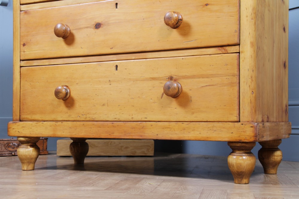 Original Antique Victorian Stripped Pine Chest of 5 Drawers Restored C1880 View XIX