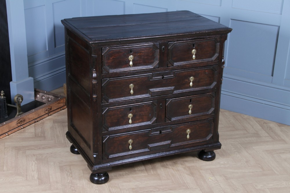 Original 17th Century Antique Jacobean Oak Chest of 6 Drawers Primitive C1680