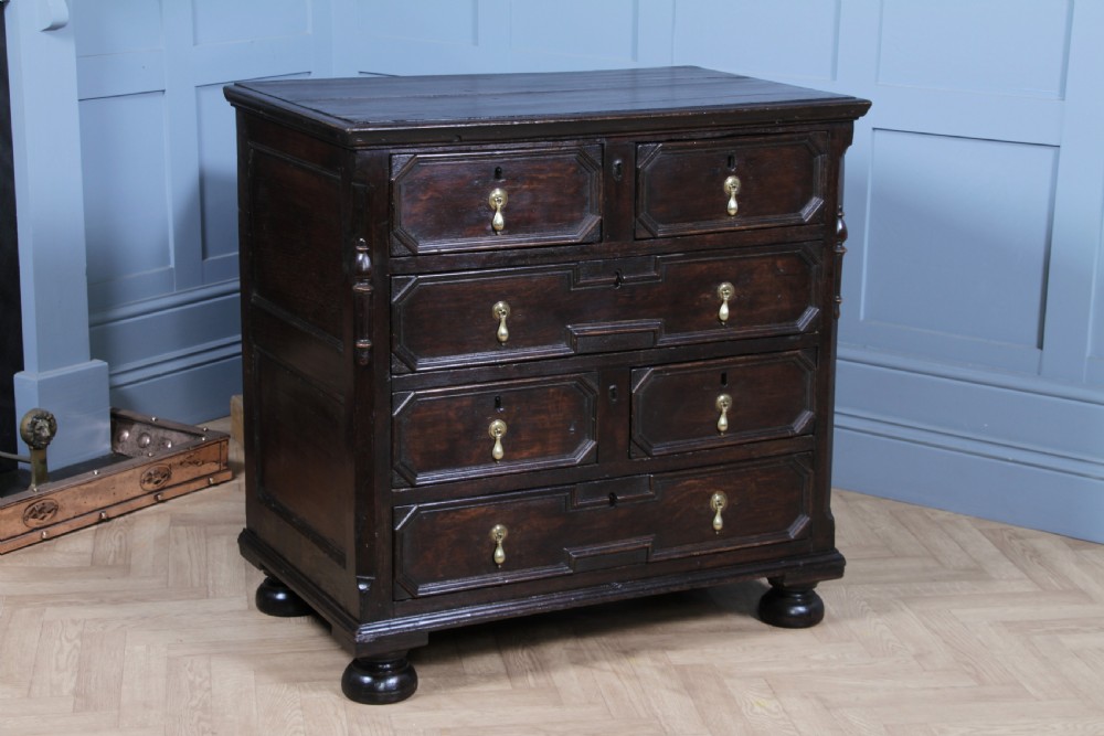 Original 17th Century Antique Jacobean Oak Chest of 6 Drawers Primitive C1680 View II