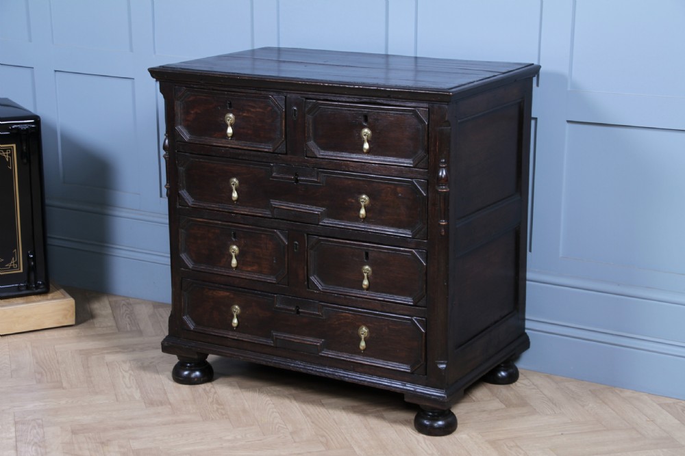 Original 17th Century Antique Jacobean Oak Chest of 6 Drawers Primitive C1680 View III
