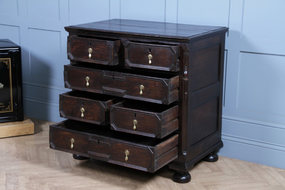 Original 17th Century Antique Jacobean Oak Chest of 6 Drawers Primitive C1680 View IV
