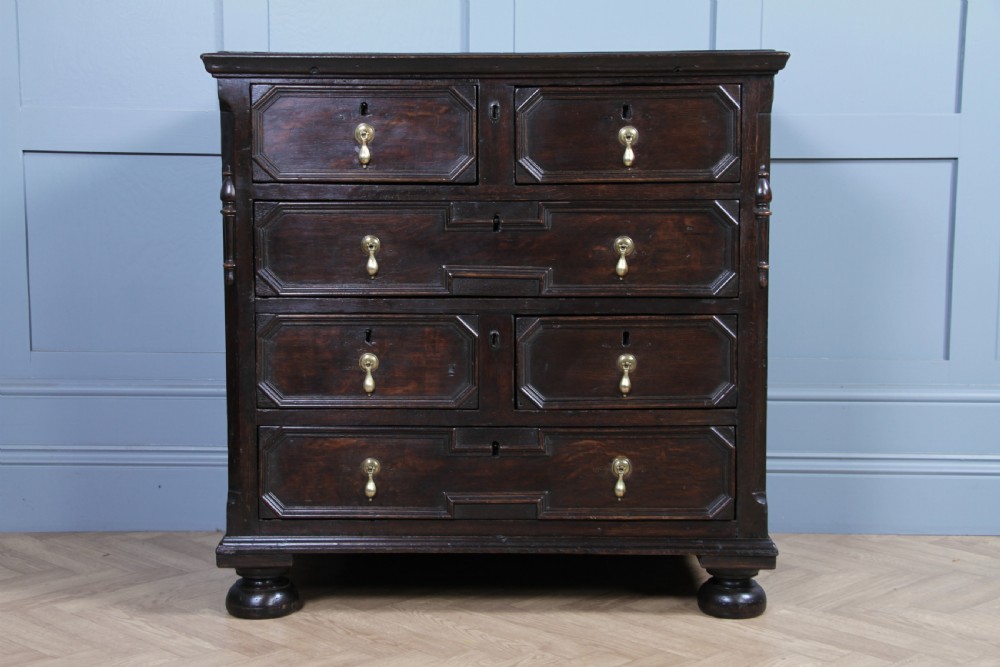 Original 17th Century Antique Jacobean Oak Chest of 6 Drawers Primitive C1680 View VIII