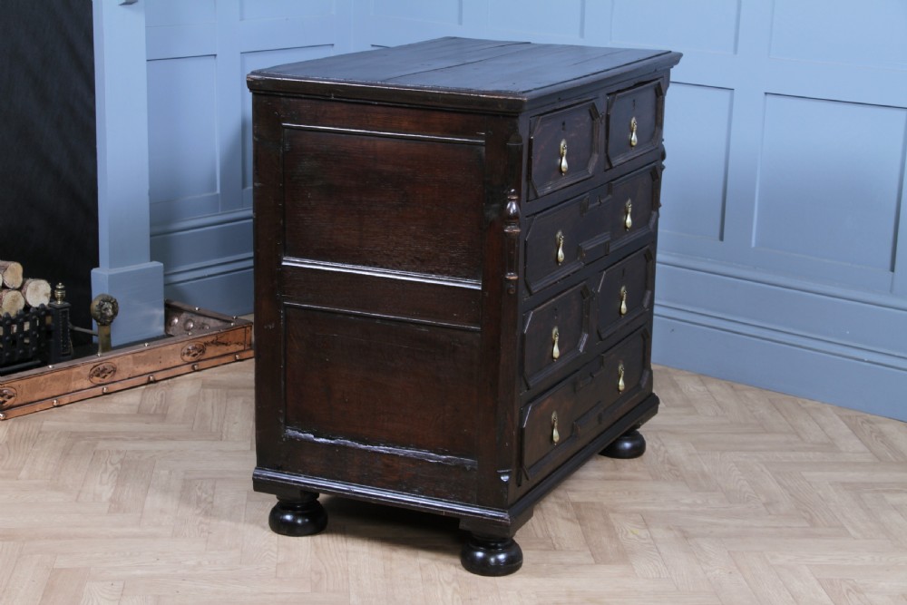 Original 17th Century Antique Jacobean Oak Chest of 6 Drawers Primitive C1680 View IX
