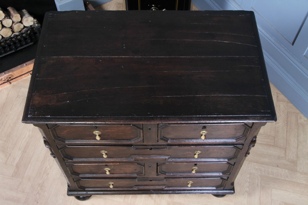 Original 17th Century Antique Jacobean Oak Chest of 6 Drawers Primitive C1680 View XII