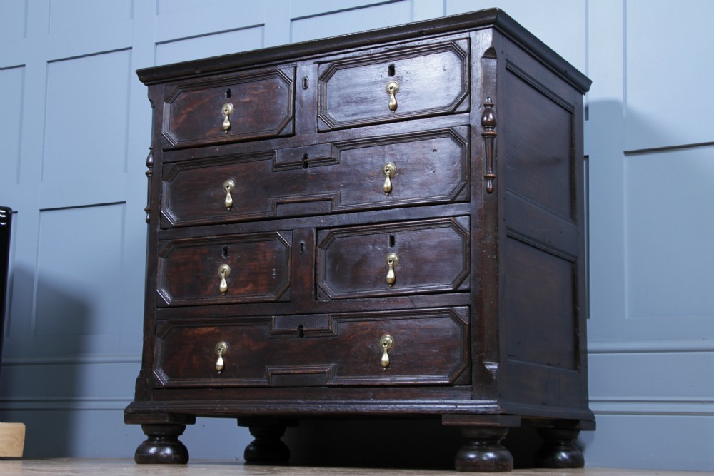 Original 17th Century Antique Jacobean Oak Chest of 6 Drawers Primitive C1680 View XIV