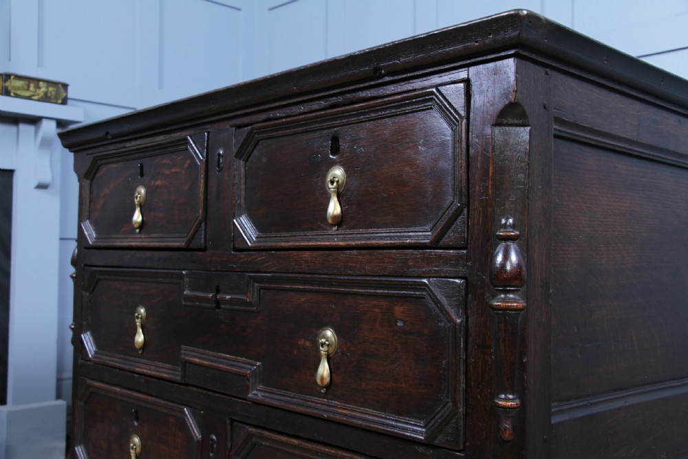 Original 17th Century Antique Jacobean Oak Chest of 6 Drawers Primitive C1680 View XV