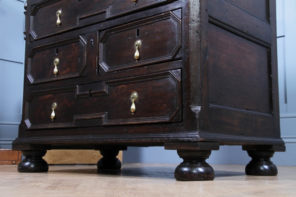 Original 17th Century Antique Jacobean Oak Chest of 6 Drawers Primitive C1680 View XVI