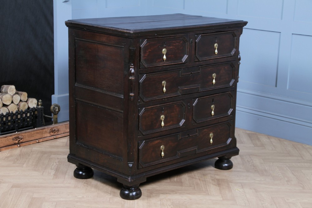 Original 17th Century Antique Jacobean Oak Chest of 6 Drawers Primitive C1680 View XVIII