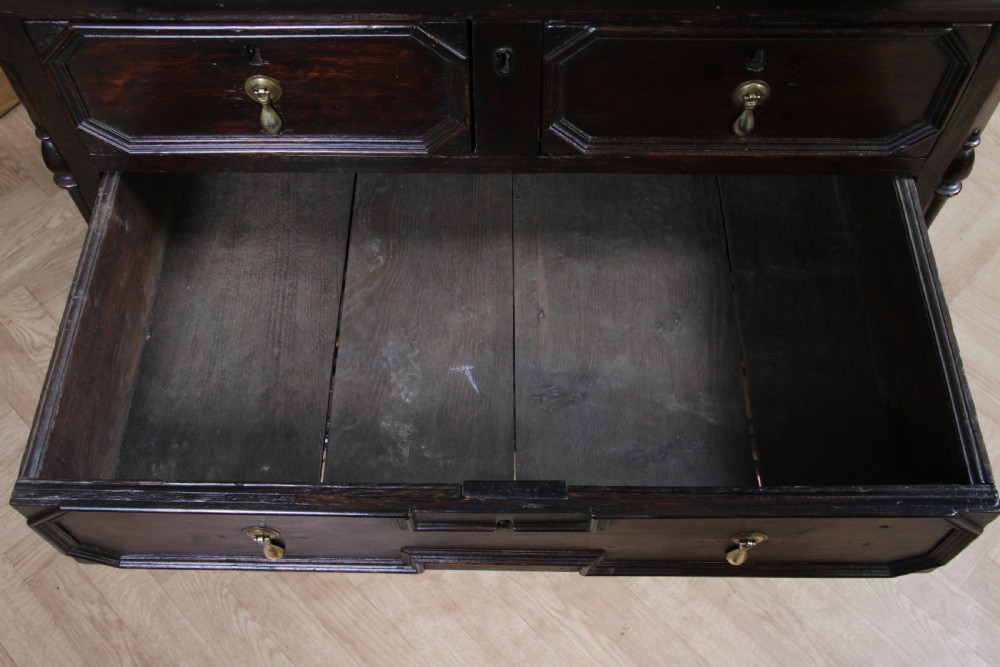 Original 17th Century Antique Jacobean Oak Chest of 6 Drawers Primitive C1680 View XXII