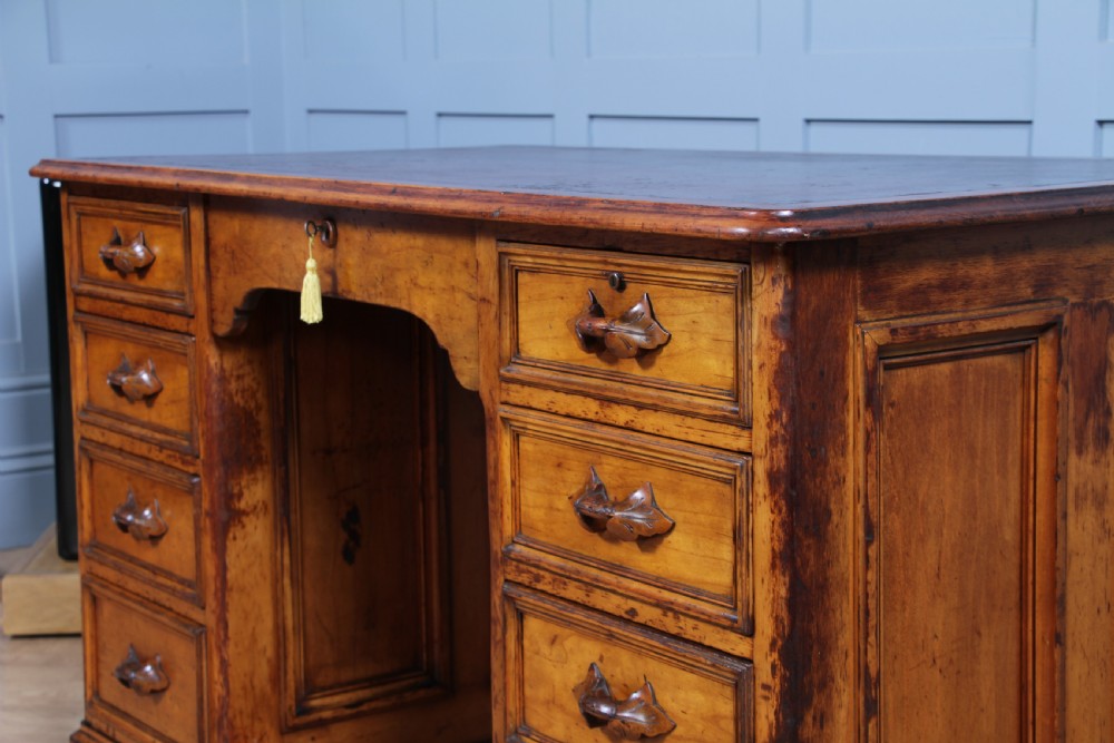 Antique American Smith & Co Maple 9 Drawer Twin Pedestal Writing Desk C1860 View IV
