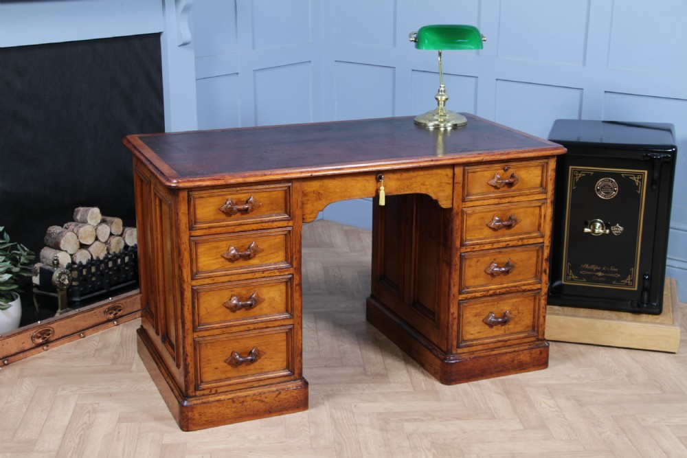 Antique American Smith & Co Maple 9 Drawer Twin Pedestal Writing Desk C1860 View VIII