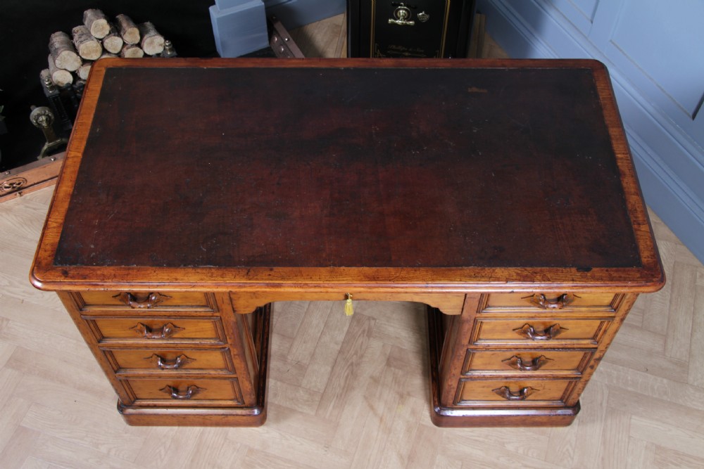 Antique American Smith & Co Maple 9 Drawer Twin Pedestal Writing Desk C1860 View XI