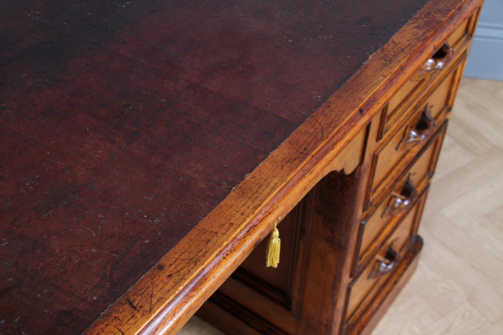 Antique American Smith & Co Maple 9 Drawer Twin Pedestal Writing Desk C1860 View XII