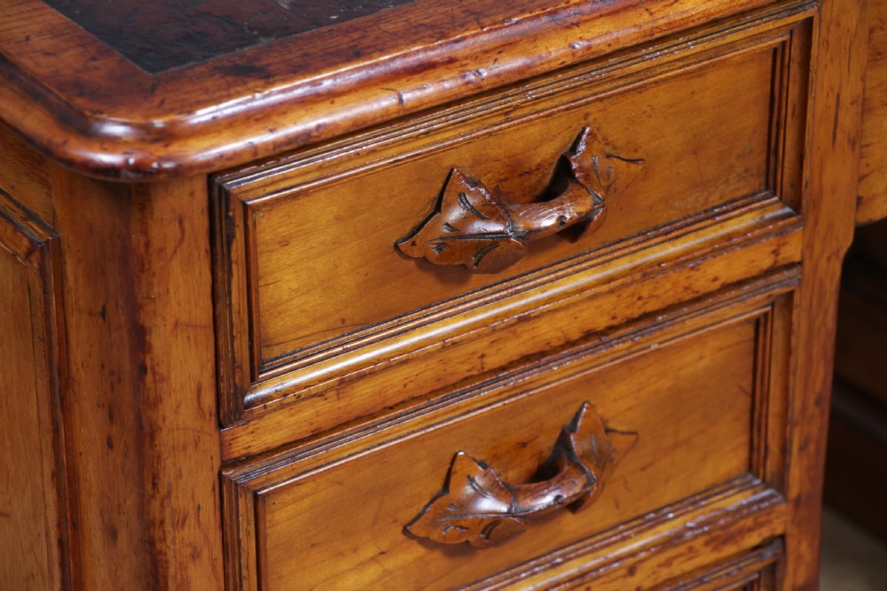 Antique American Smith & Co Maple 9 Drawer Twin Pedestal Writing Desk C1860 View XV