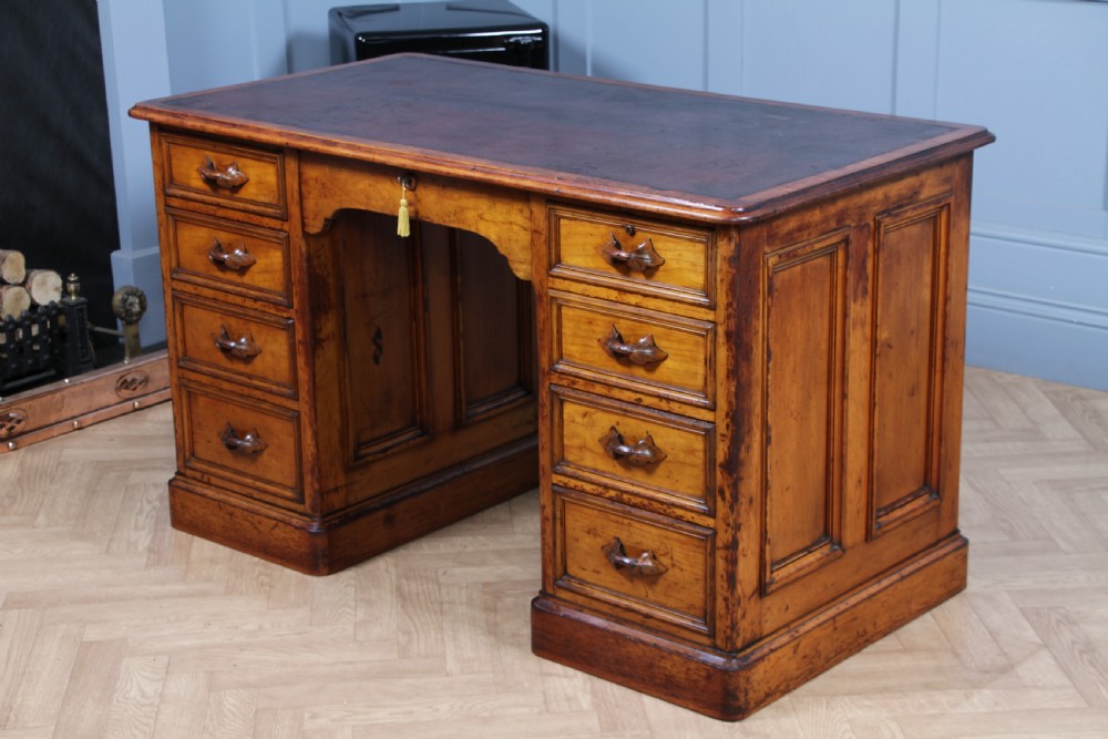 Antique American Smith & Co Maple 9 Drawer Twin Pedestal Writing Desk C1860 View XVII