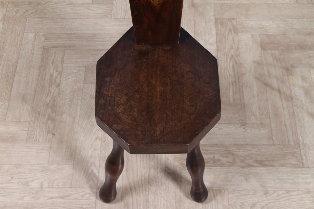 Antique Edwardian Arts & Crafts Fruitwood Small Spinning Chair Stool C1900 View III