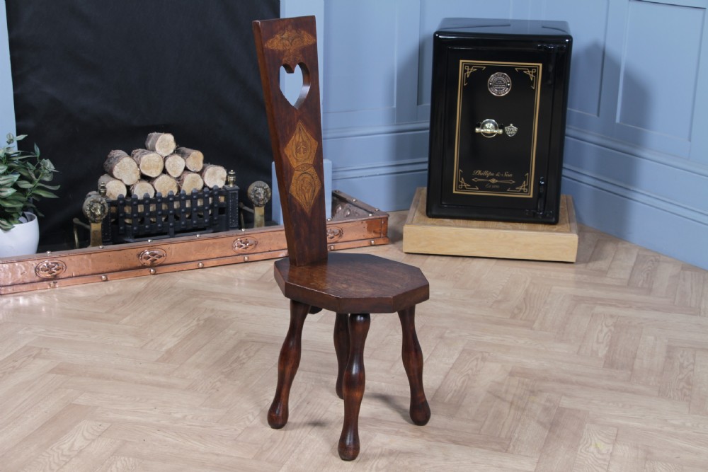 Antique Edwardian Arts & Crafts Fruitwood Small Spinning Chair Stool C1900 View VIII