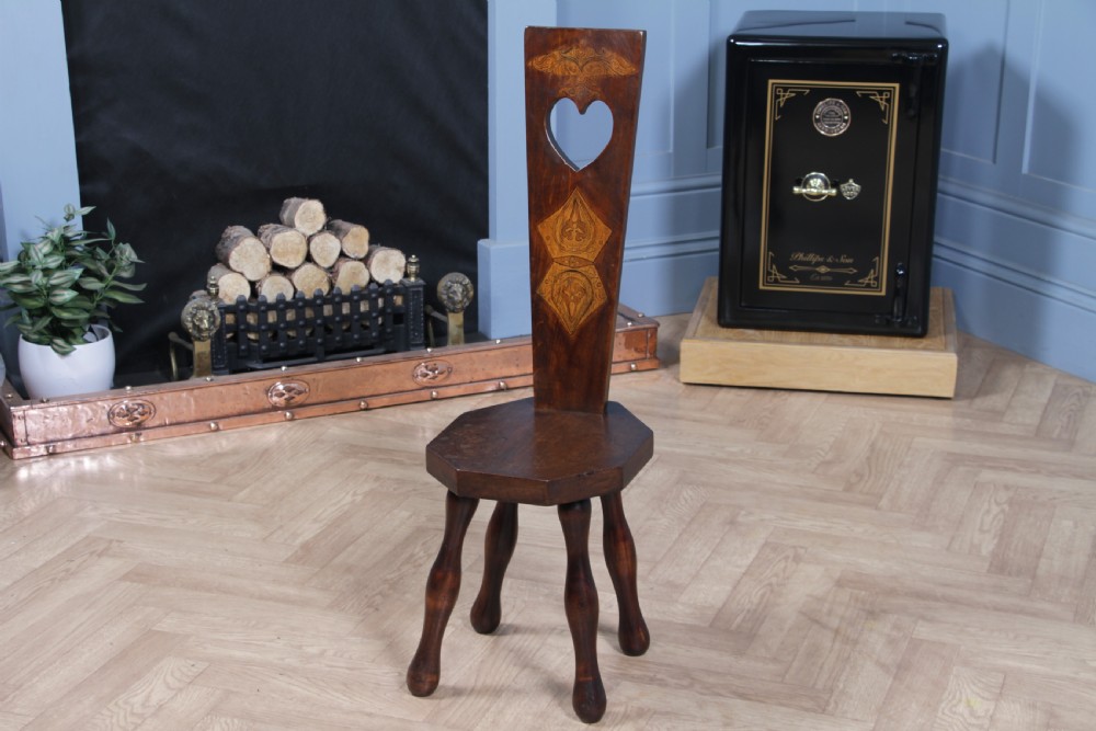 Antique Edwardian Arts & Crafts Fruitwood Small Spinning Chair Stool C1900 View IX