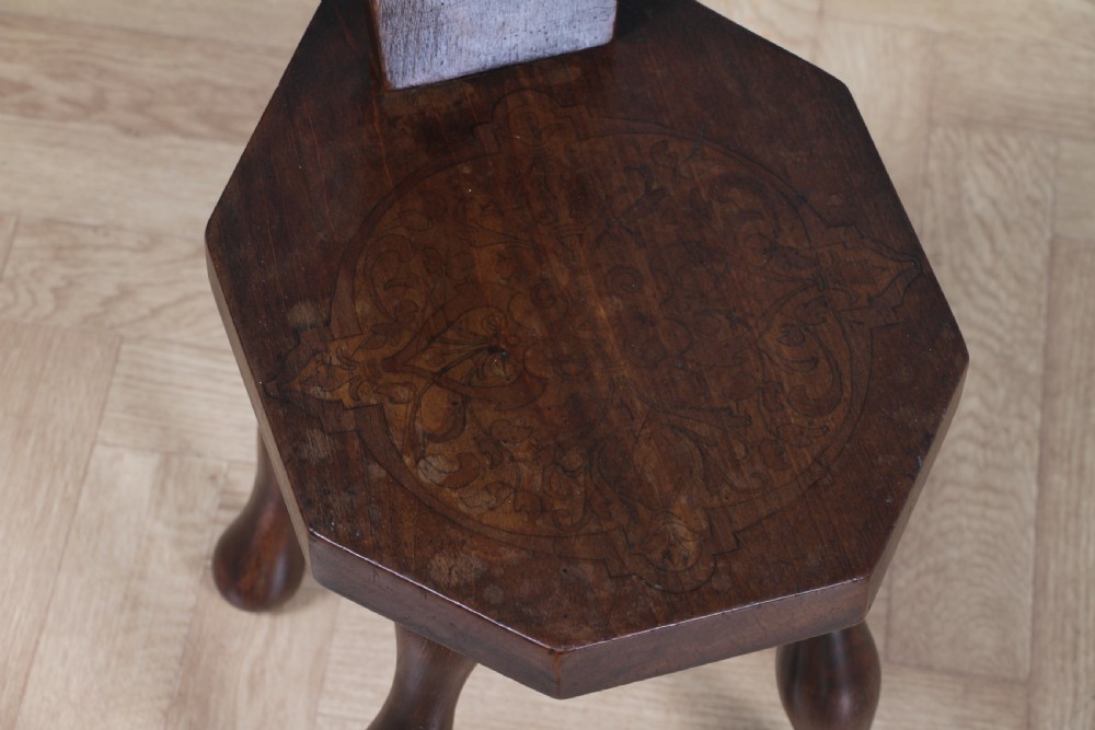 Antique Edwardian Arts & Crafts Fruitwood Small Spinning Chair Stool C1900 View XI