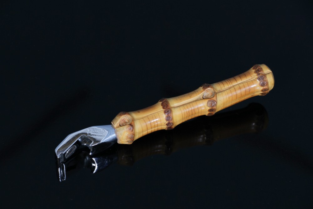 Vintage Danilo Bamboo Handle Bottle Opener Made in France Breveté S.G.D.G C1930 View II