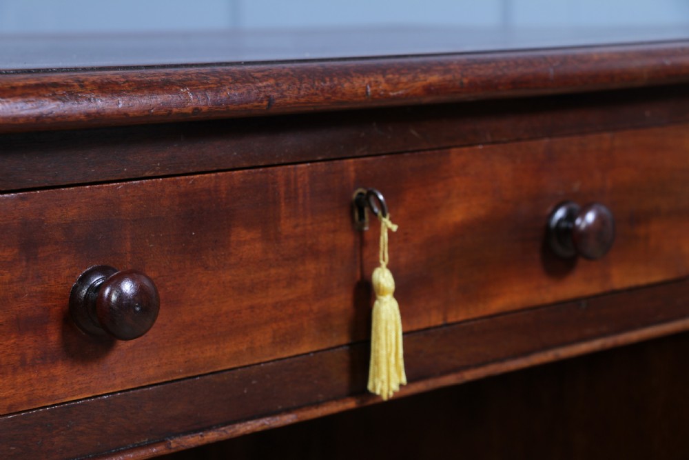 Original Antique Victorian Mahogany 9 Drawer Twin Pedestal Leather Top Writing Desk C1880 View VII