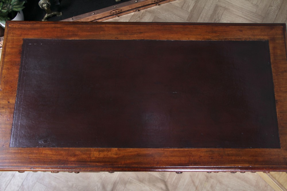 Original Antique Victorian Mahogany 9 Drawer Twin Pedestal Leather Top Writing Desk C1880 View XI