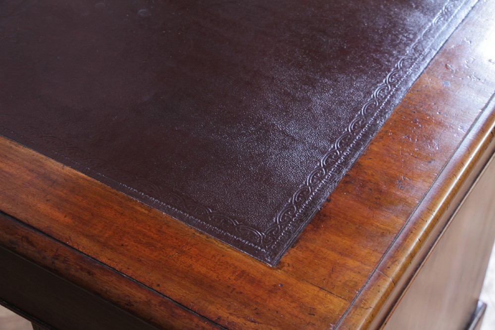 Original Antique Victorian Mahogany 9 Drawer Twin Pedestal Leather Top Writing Desk C1880 View XV