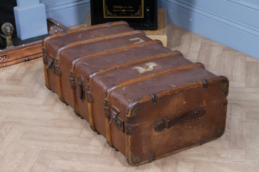 Antique 1920's Canvas & Wood Suitcase Steamer Trunk Vintage Luggage View VI