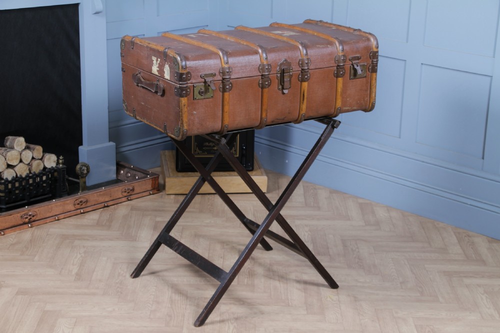 Antique 1920's Canvas & Wood Suitcase Steamer Trunk Vintage Luggage View XIII