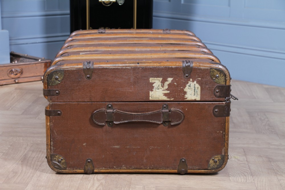Antique 1920's Canvas & Wood Suitcase Steamer Trunk Vintage Luggage View XVI