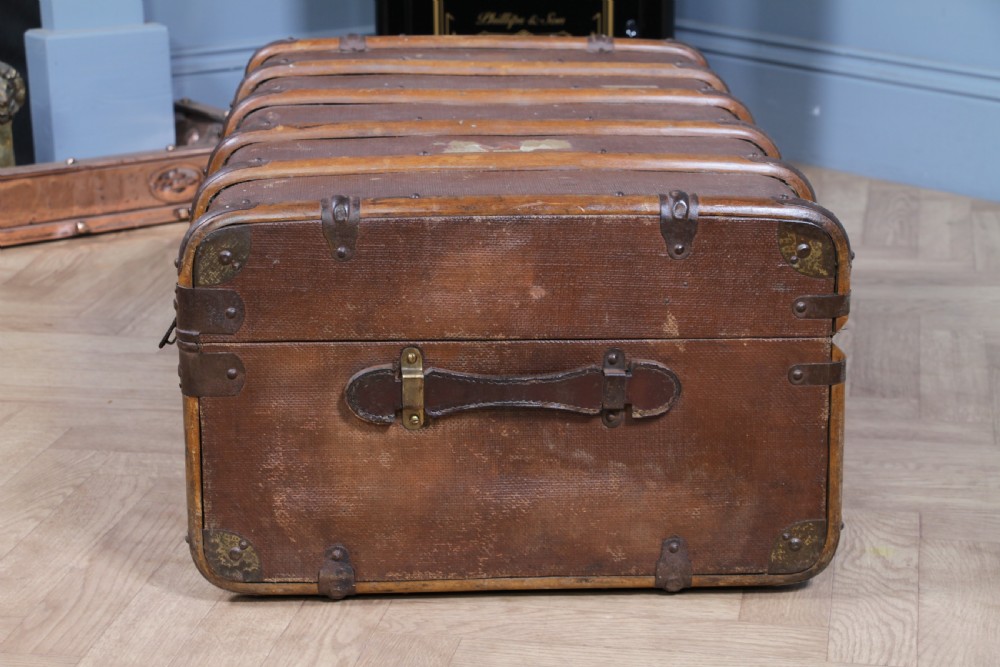 Antique 1920's Canvas & Wood Suitcase Steamer Trunk Vintage Luggage View XVIII