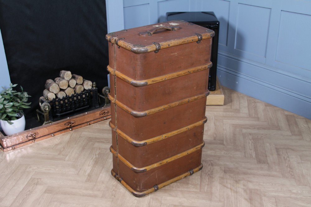 Antique 1920's Canvas & Wood Suitcase Steamer Trunk Vintage Luggage View XXI