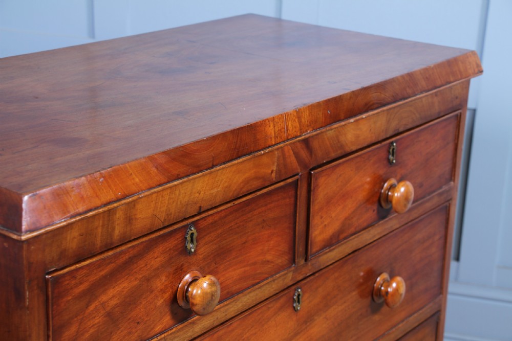 Original Antique Victorian Mahogany Compact Chest of 5 Drawers Restored C1870 View IV