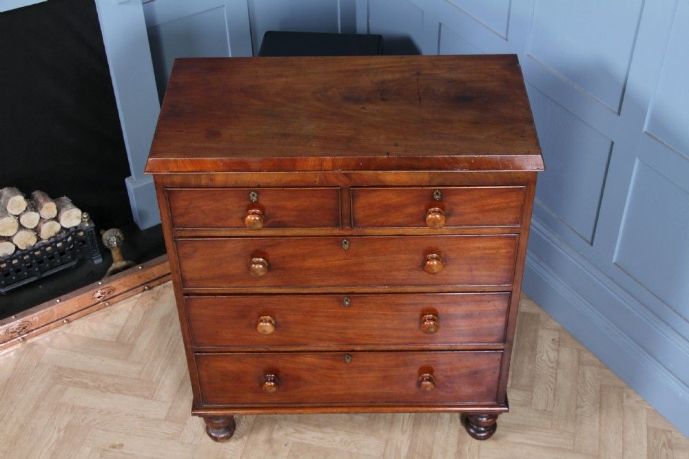 Original Antique Victorian Mahogany Compact Chest of 5 Drawers Restored C1870 View VII