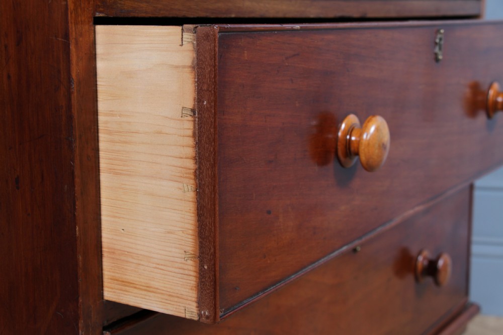 Original Antique Victorian Mahogany Compact Chest of 5 Drawers Restored C1870 View IX