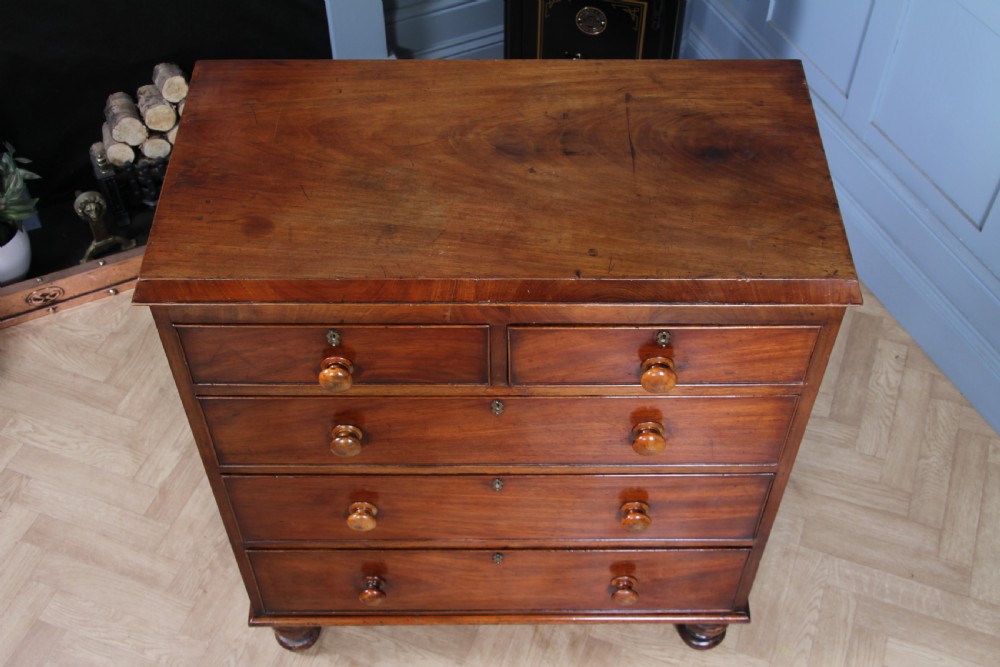 Original Antique Victorian Mahogany Compact Chest of 5 Drawers Restored C1870 View XIII