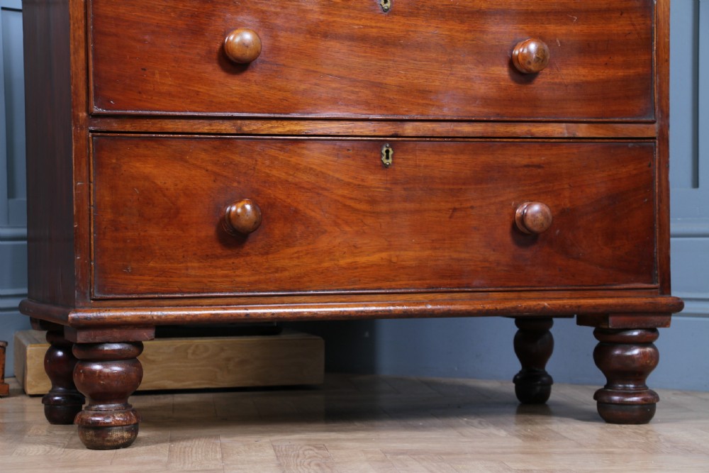 Original Antique Victorian Mahogany Compact Chest of 5 Drawers Restored C1870 View XIV
