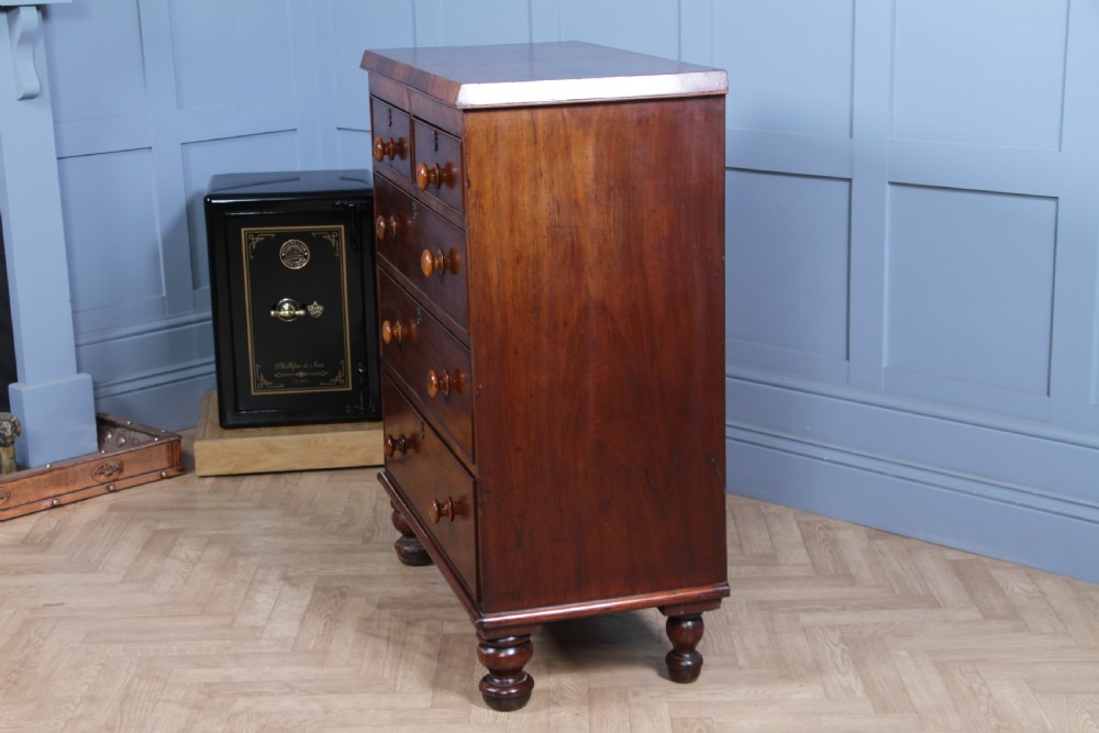 Original Antique Victorian Mahogany Compact Chest of 5 Drawers Restored C1870 View XVII